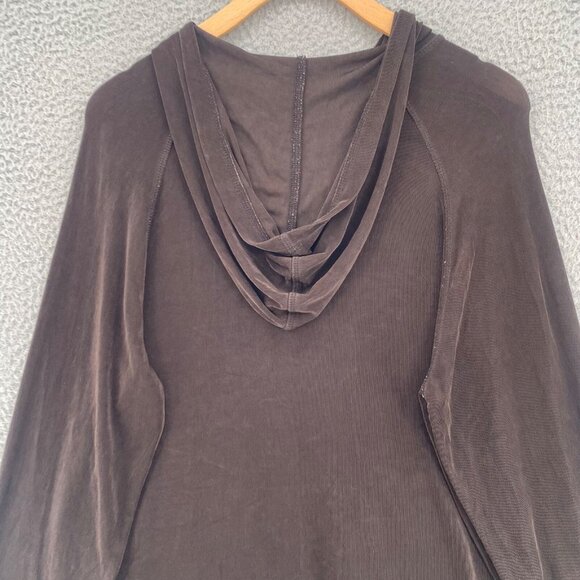 Chicos Hoodie Womens 2 US Large Brown Travelers Knit Stretch Full Zip Pockets - Picture 4 of 9